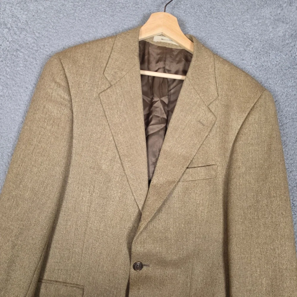 Chaps Ralph Lauren Blazer Mens 40R Brown Excellent Silk Wool Tweed Sport Coat